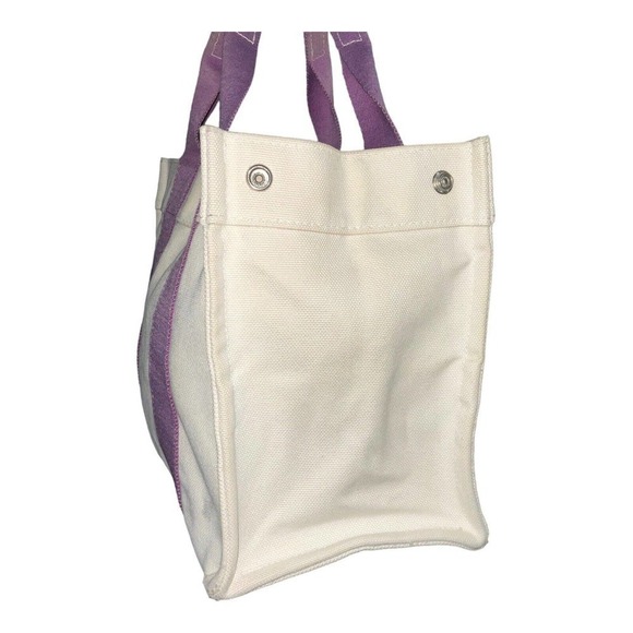 Hermes Bora Bora Canvas Tote Bag Ivory Purple - Picture 5 of 15
